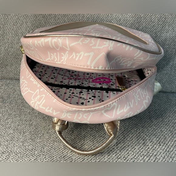 Betsey Johnson Pink and Gold Glam Backpack